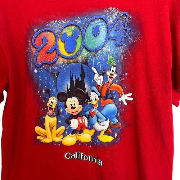 Disney California T Shirt Mens Size Large 2004 Red Short Sleeve Cotton Vtg Tee - Picture 4 of 7